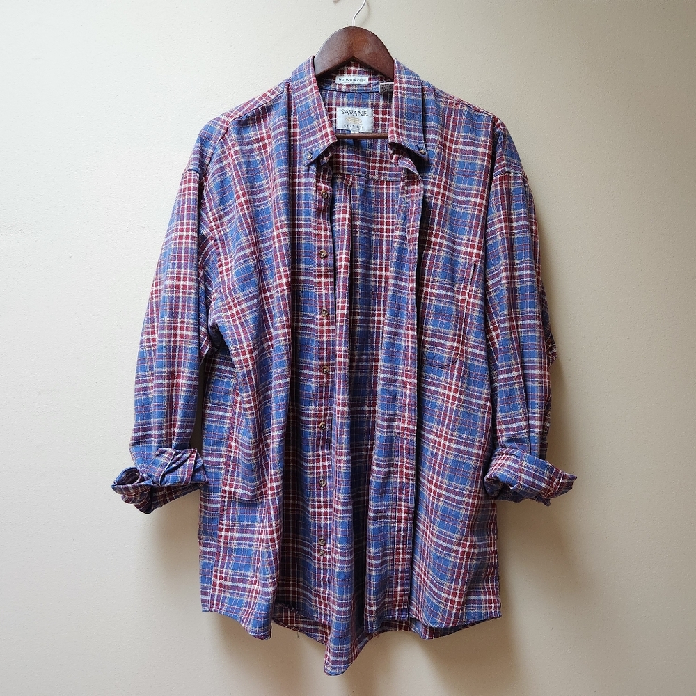 Plaid Oversized Cotton Shirt Xl